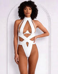 Tiffanya Cut-Out Harness Bodysuit – White – Ibiza - Tiffanya Store