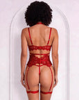 Tiffanya Lace Lingerie Set with Choker & Garter Belt – Red – Portofino - Tiffanya Store