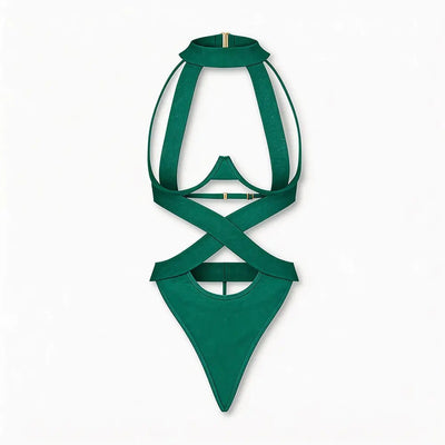 Tiffanya Cut-Out Harness Bodysuit – Green – Ibiza