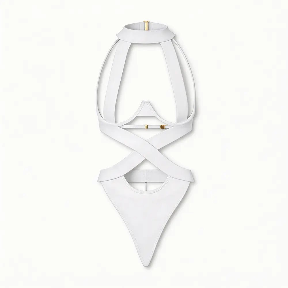 Tiffanya Cut-Out Harness Bodysuit – White – Ibiza - Tiffanya Store