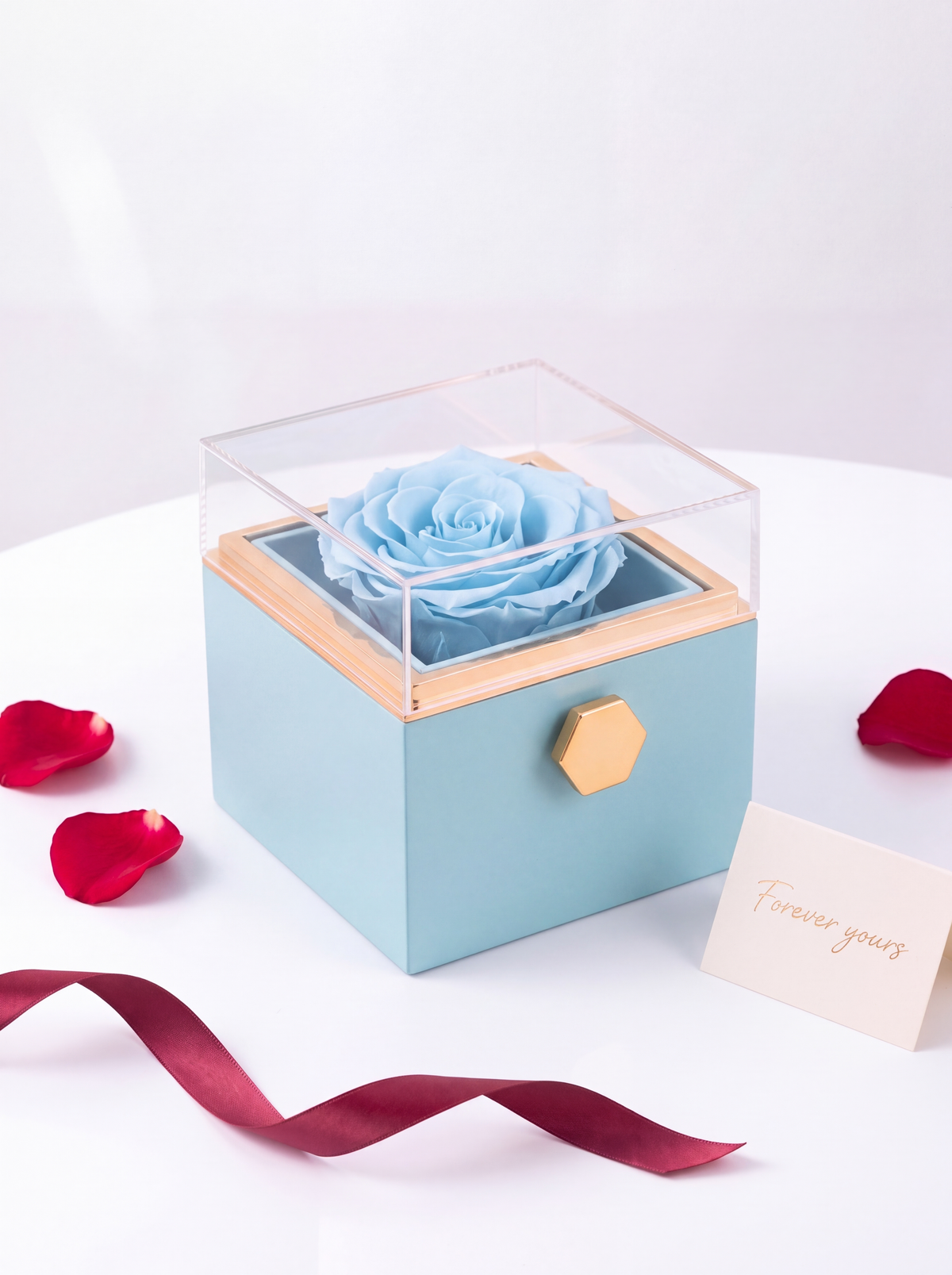 Tiffanya Eternal Rose Box - Sky blue box with blue rose - Tiffanya Store