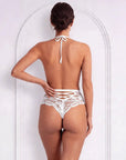 Tiffanya Halter Neck Lace-Up Lace Bodysuit – White – Positano - Tiffanya Store
