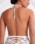 Tiffanya Halter Neck Lace-Up Lace Bodysuit – White – Positano - Tiffanya Store