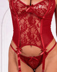 Tiffanya Lace Corset Lingerie Set with Garter Belt – Red – Milano - Tiffanya Store