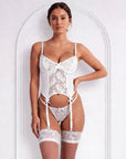 Tiffanya Lace Corset Lingerie Set with Garter Belt – White – Milano - Tiffanya Store
