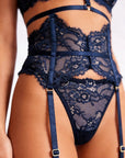 Tiffanya Lace Lingerie Set with Choker & Garter Belt – Blue – Portofino - Tiffanya Store