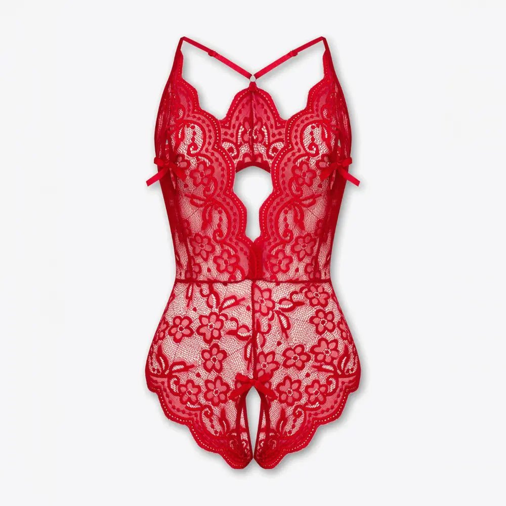Tiffanya Open Back Lace Crotchless Bodysuit – Red – Monaco - Tiffanya Store