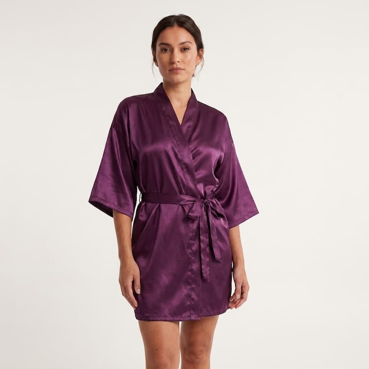Tiffanya Satin Kimono Robe - Tiffanya Store